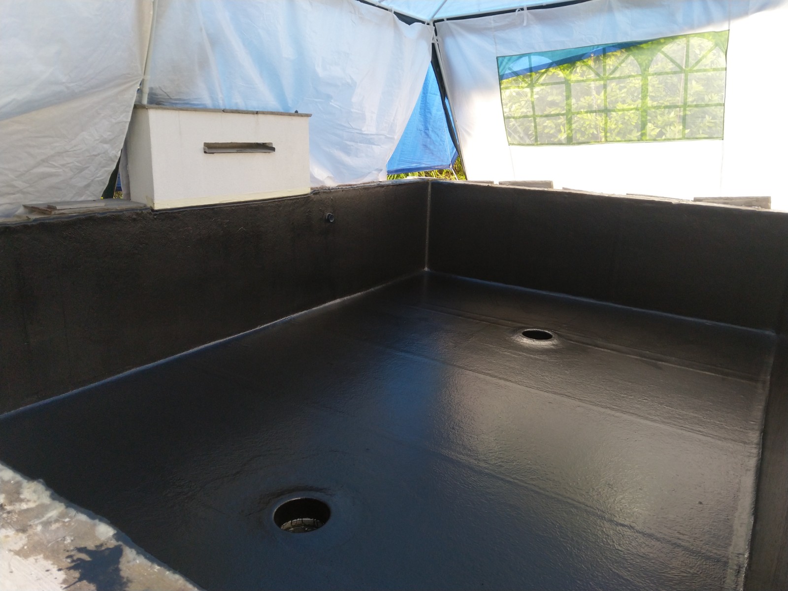 Grp pond lining Caerleon.