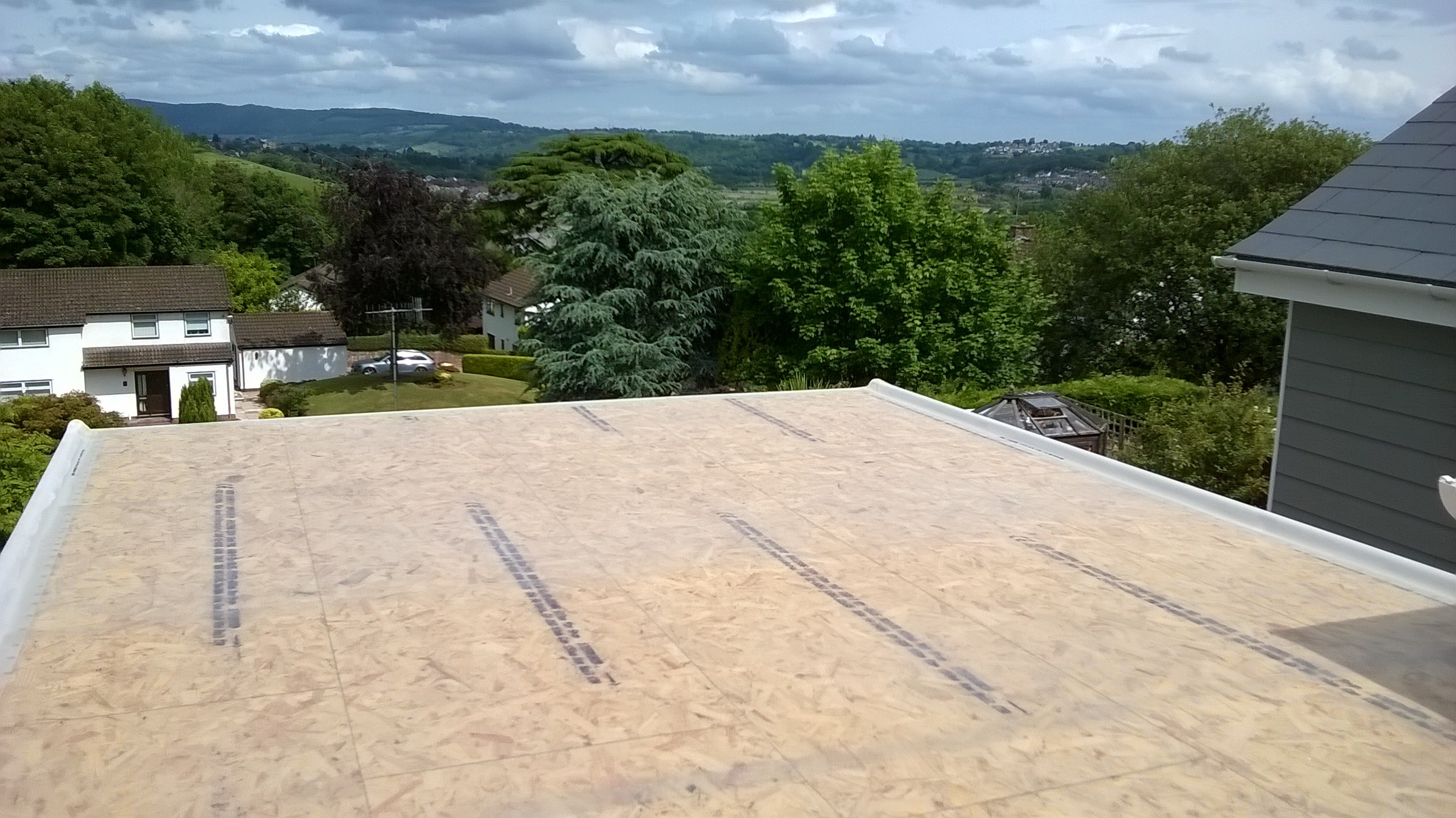 Flat roof in Crickhowell before flocoat