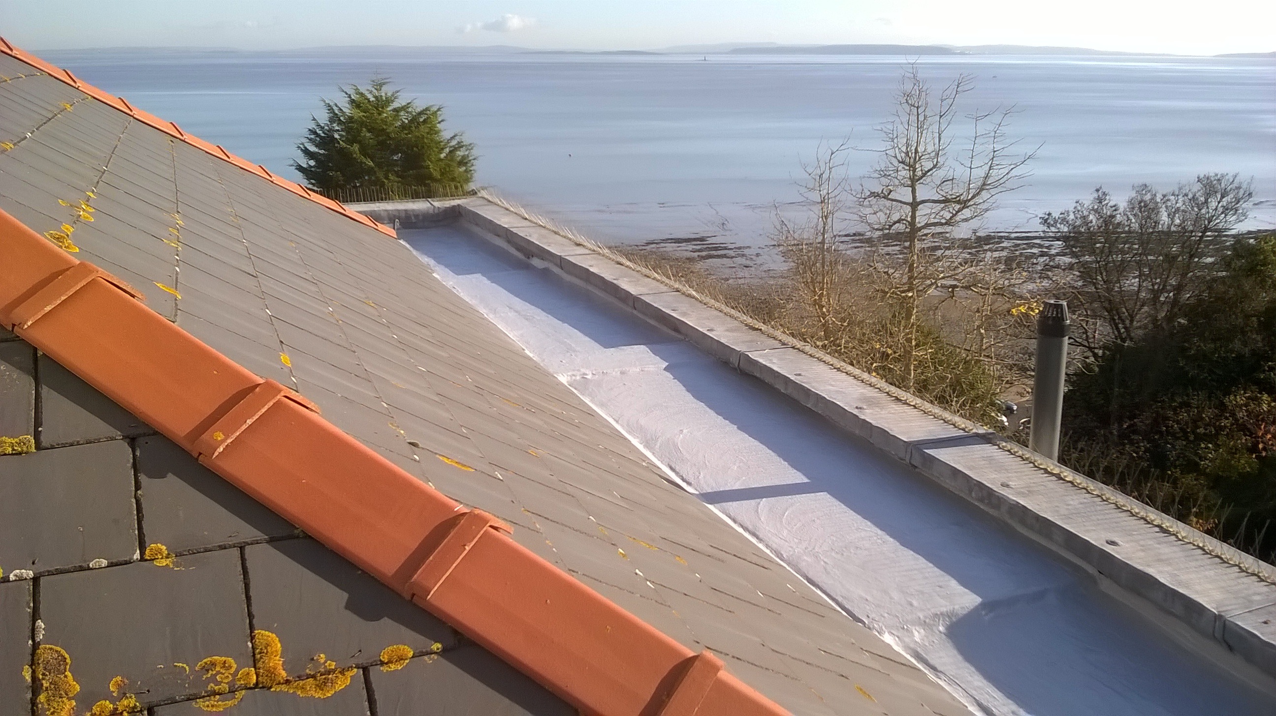 Liquid rubber valley gutter Penarth South Wales