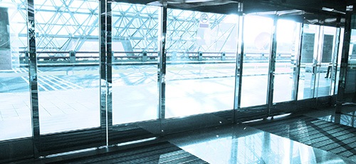 entrance swing doors to airport