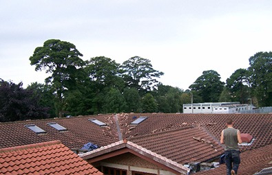 view of roof repair