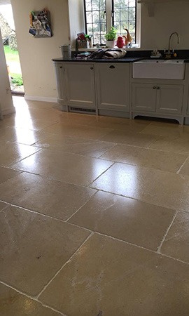 limestone floor tiles in kitchen