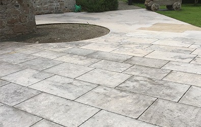 old and dirty garden limestone tiles