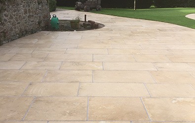 garden limestone tiles cleaned