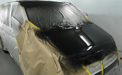 vw transport van being resprayed