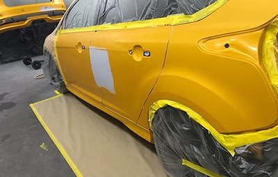 repainting a car body panel