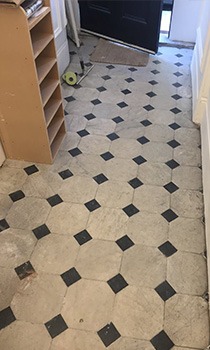 marble floor being sanded