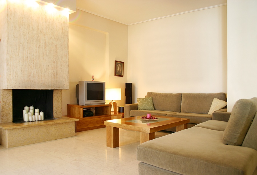 warmly lit living space