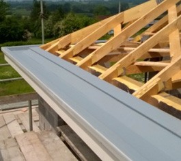 Fibreglass gutter lining on new build Monmouth