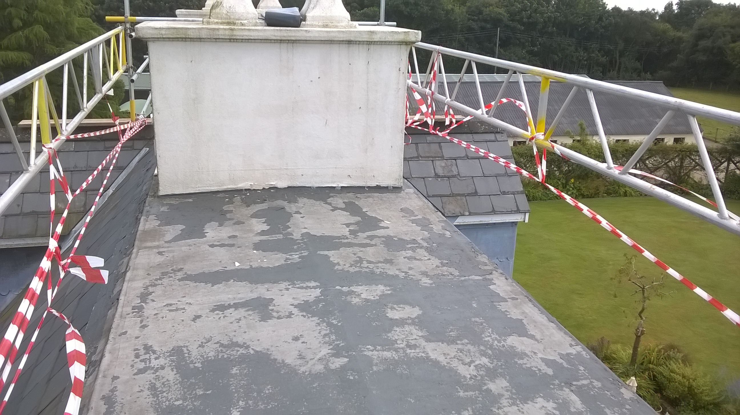 30 year old Fibreglass flat roof and Grp chimney.