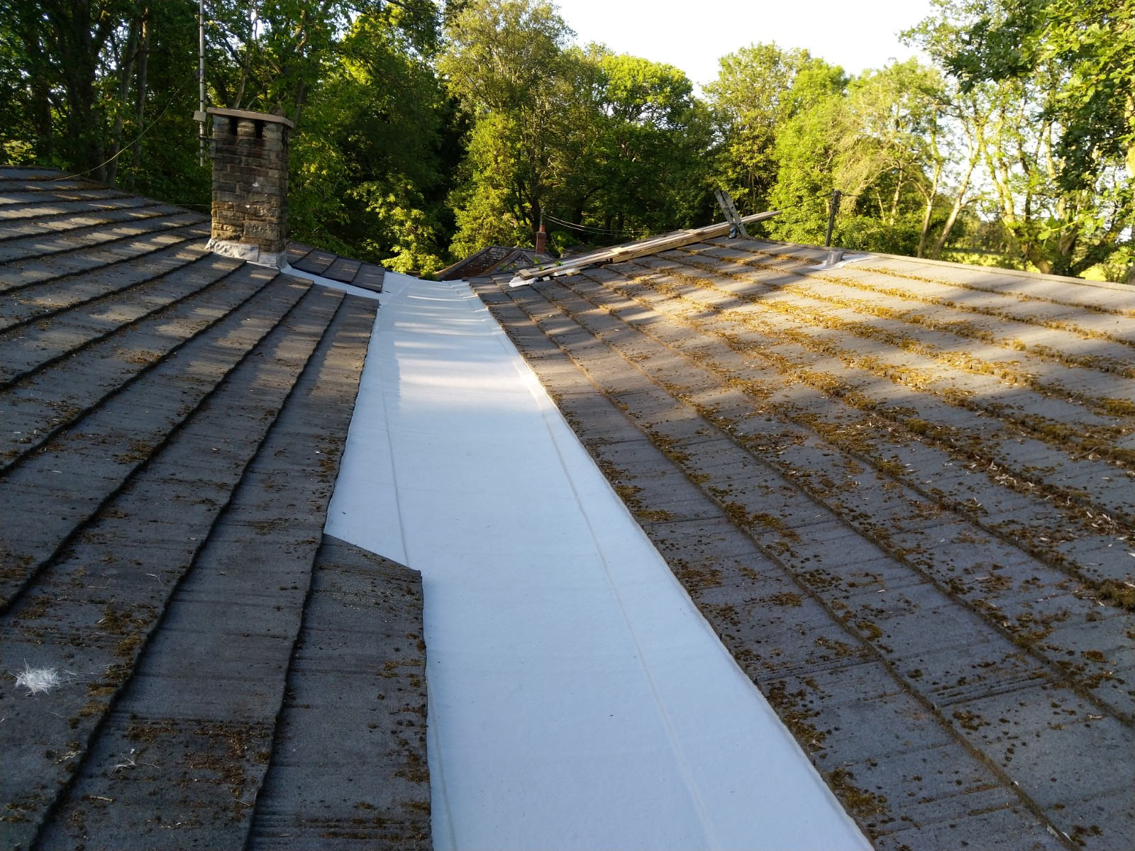 Valley Gutter Lining in Monmouth with light grey topcoat.