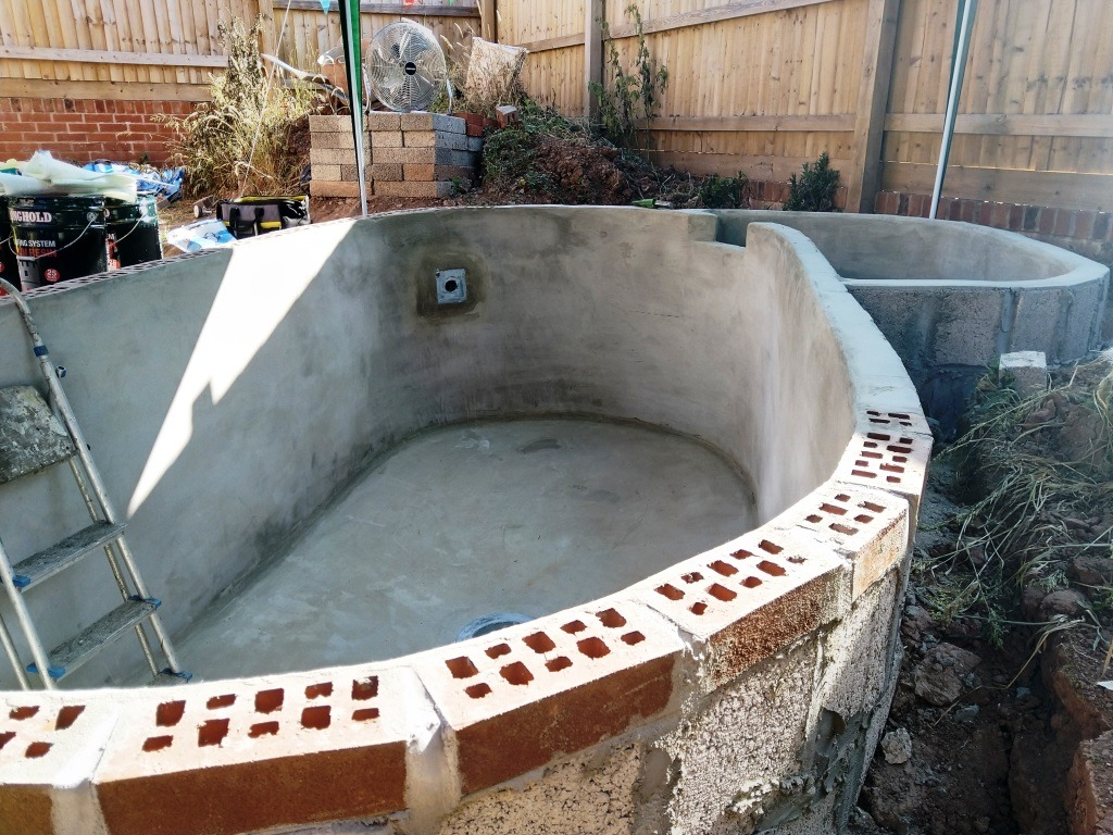 Koi carp pond with render, ready for lining.