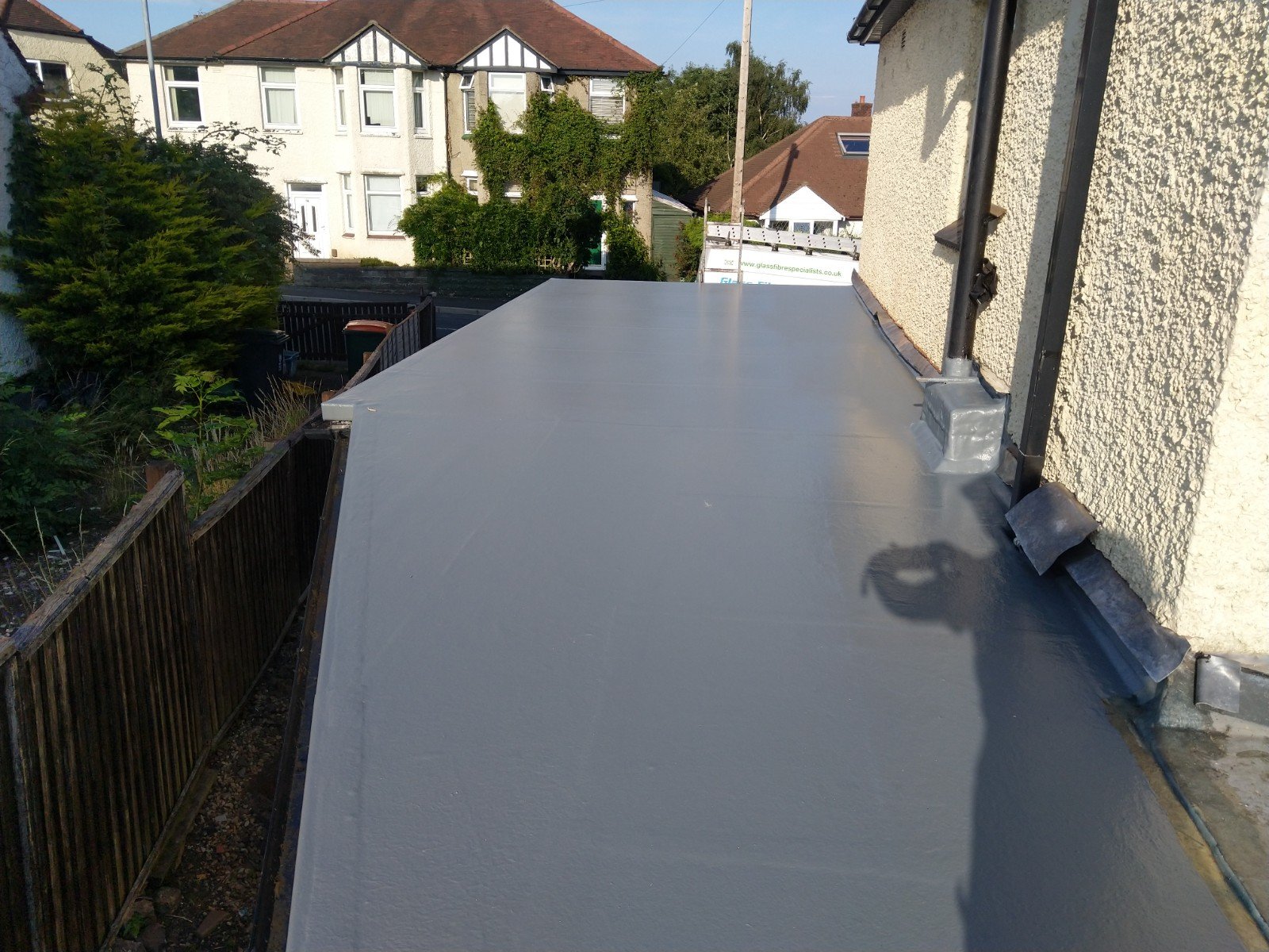 Flat roof in Newport without pooling water.