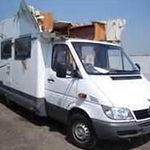 motorhome with damaged panels