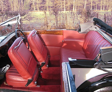 red leather interior of roesch talbot