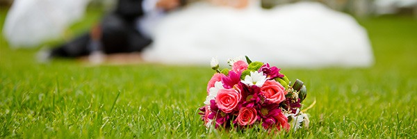 close up view of bouquet on field
