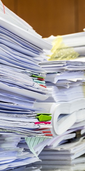 stacks of paperwork
