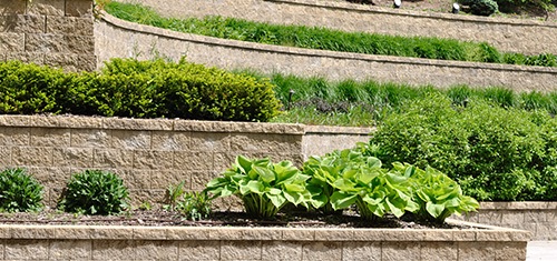 tiered retaining walls in garden