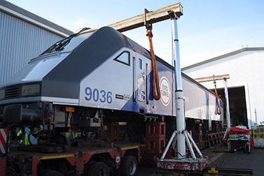 lifting and transporting a train carriage