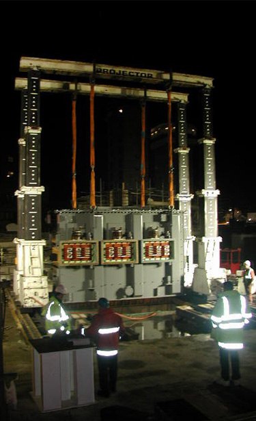 fitting a transformer with gantry cranes