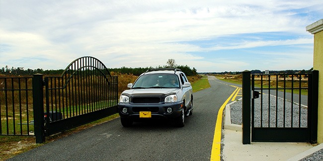 swing gate opened for access