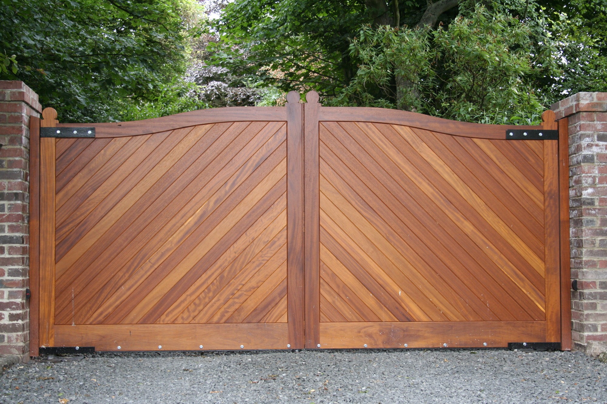 wooden gate with slanted panels