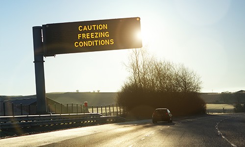 motorway sign warning freezing conditions