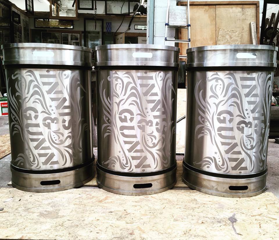 acid etched beer kegs