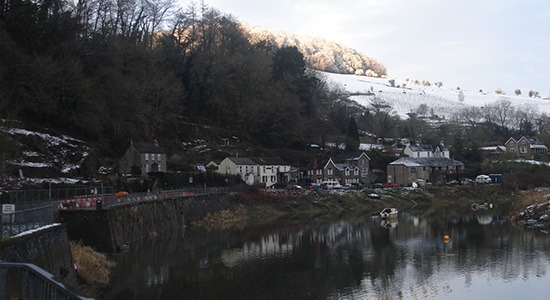 winter view from riverside cottage