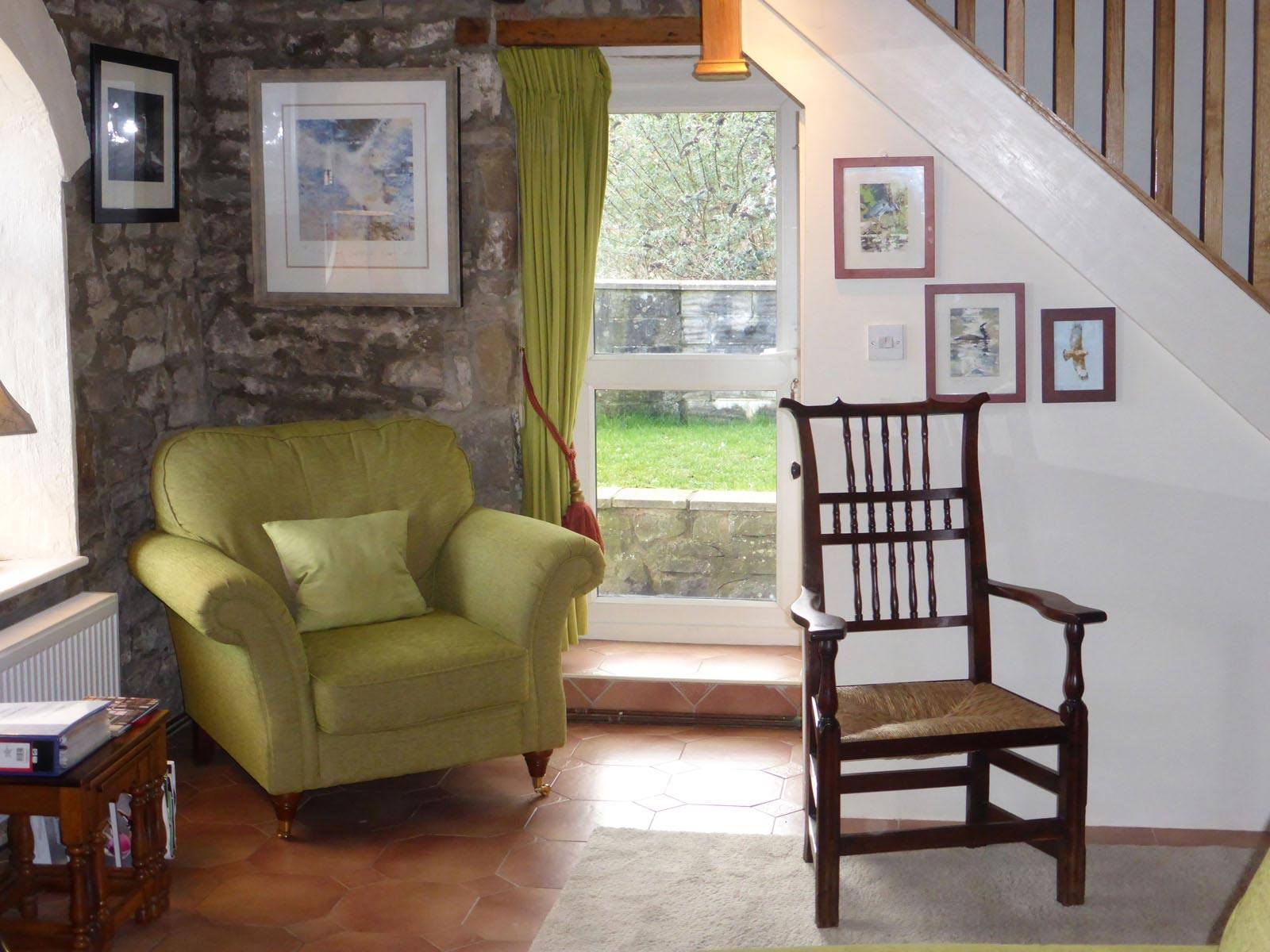 lounge area of riverside cottage