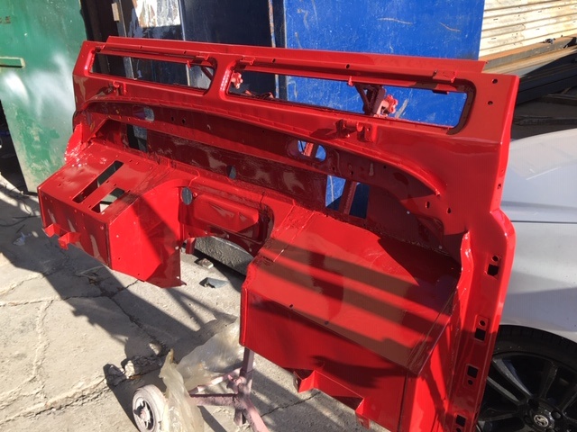 Defender bulkhead restored galvanised painted