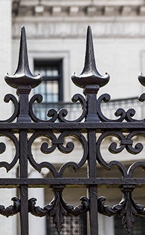 close up detail of wrought iron gate