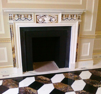 view of restored fireplace