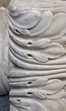 close up of marble fireplace component