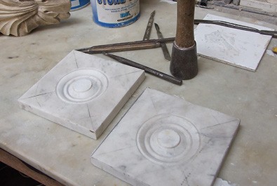 Bespoke Fireplace Surrounds Hastings, East Sussex - parts of marble fireplace in workshop