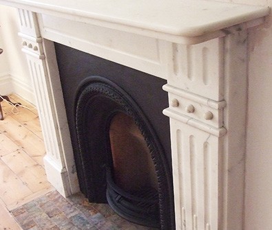 view of marble fireplace installed