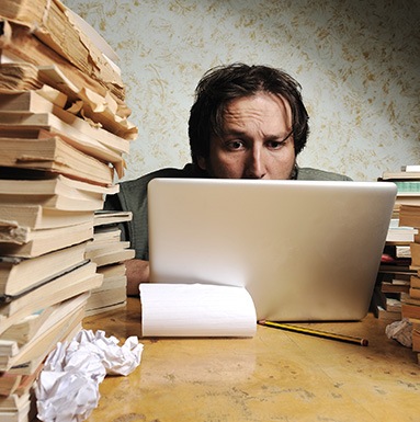 business owner frustrated at doing their own accounts