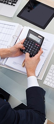 view of accountant working on business finance