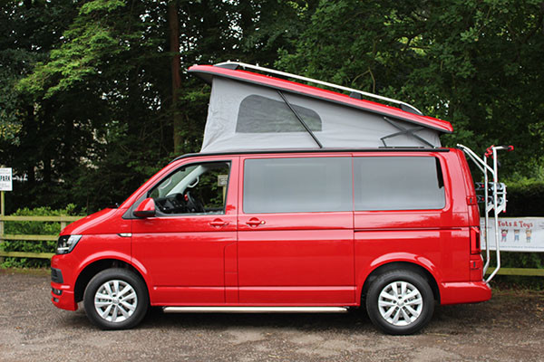 red campervan