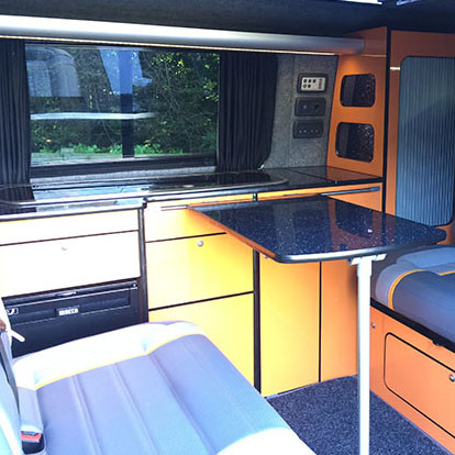 converted campervan interior