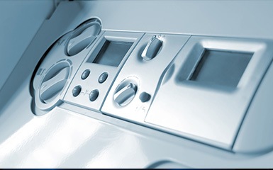close up view of boiler controls