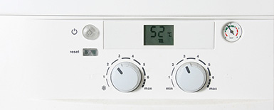 close up of boiler control panel