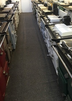 showroom with rows of reconditioned agas