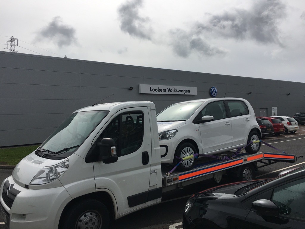 White VW Up Delivery to Blackpool VW 