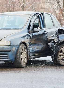 scene of car collision accident