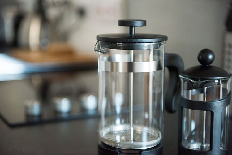 french press in the kitchen